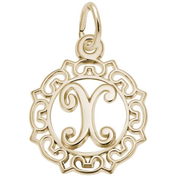 Ornate Script Initial X Charm