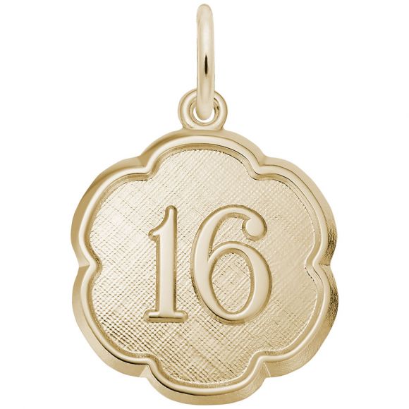 Number Sixteen Scalloped Disc Charm