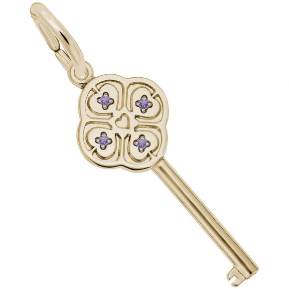 Key to My Heart February Stone Charm